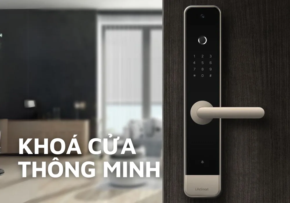 Camera Đà Nẵng 14 Khóa cửa thông minh có bàn phím số và tay nắm trên cửa gỗ