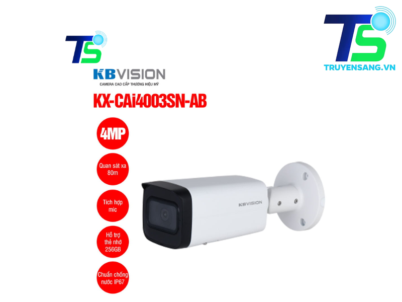 Camera IP thân trụ 4MP KBVISION KX-CAi4003SN-AB