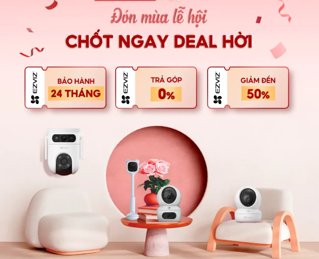 Banner giới thiệu camera EZVIZ trong chương trình ưu đãi tại Truyền Sáng