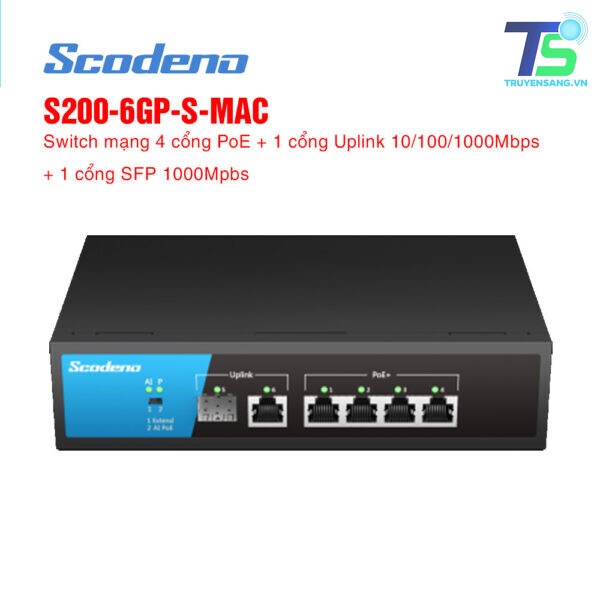 Switch mạng 6 cổng SCODENO S200-6GP-S-MAC 3 SCODENO S200-6GP-S-MAC