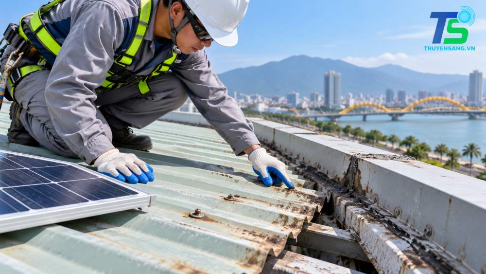 Khảo sát mái tôn trước khi lắp điện mặt trời tại Đà Nẵng – Truyền Sáng