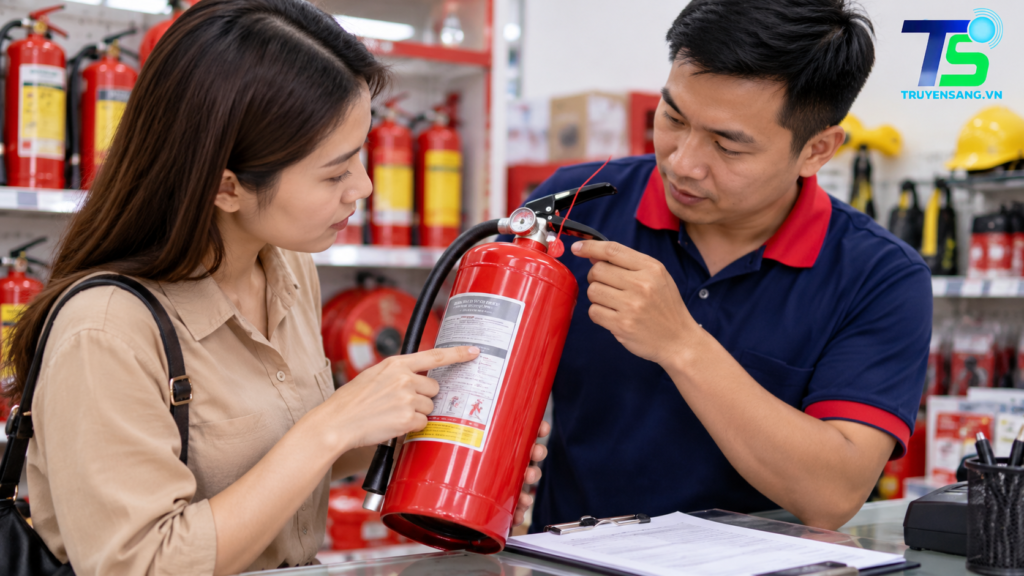 Bình chữa cháy để trong ô tô có nổ không? Cách kiểm tra trước khi để xe ngoài nắng 3 Kiểm tra nhãn và tình trạng bình chữa cháy trước khi đặt trong ô tô