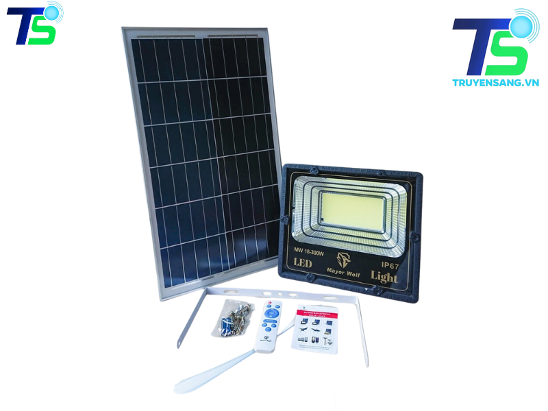 Đèn pha năng lượng mặt trời 300W hợp kim nhôm 2 Đèn pha năng lượng mặt trời 300W hợp kim nhôm