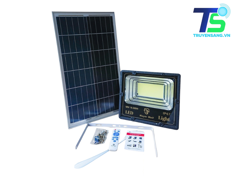 Đèn pha năng lượng mặt trời 300W hợp kim nhôm 1 Đèn pha năng lượng mặt trời 300W hợp kim nhôm