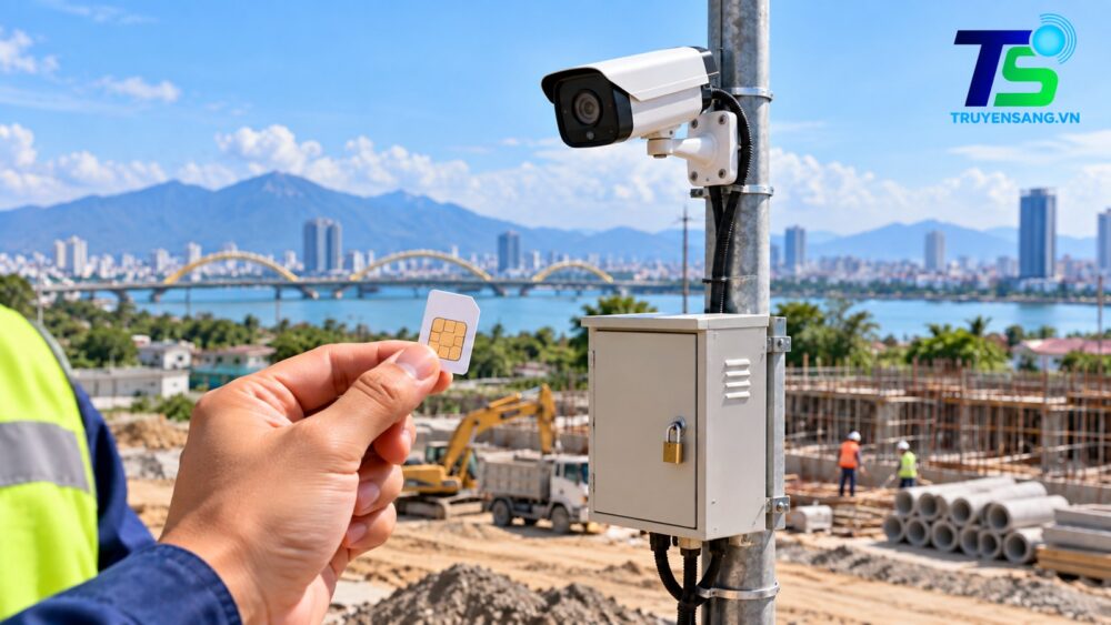 Minh họa giải pháp camera IMOU 4G Đà Nẵng cho công trình với SIM và tủ nguồn