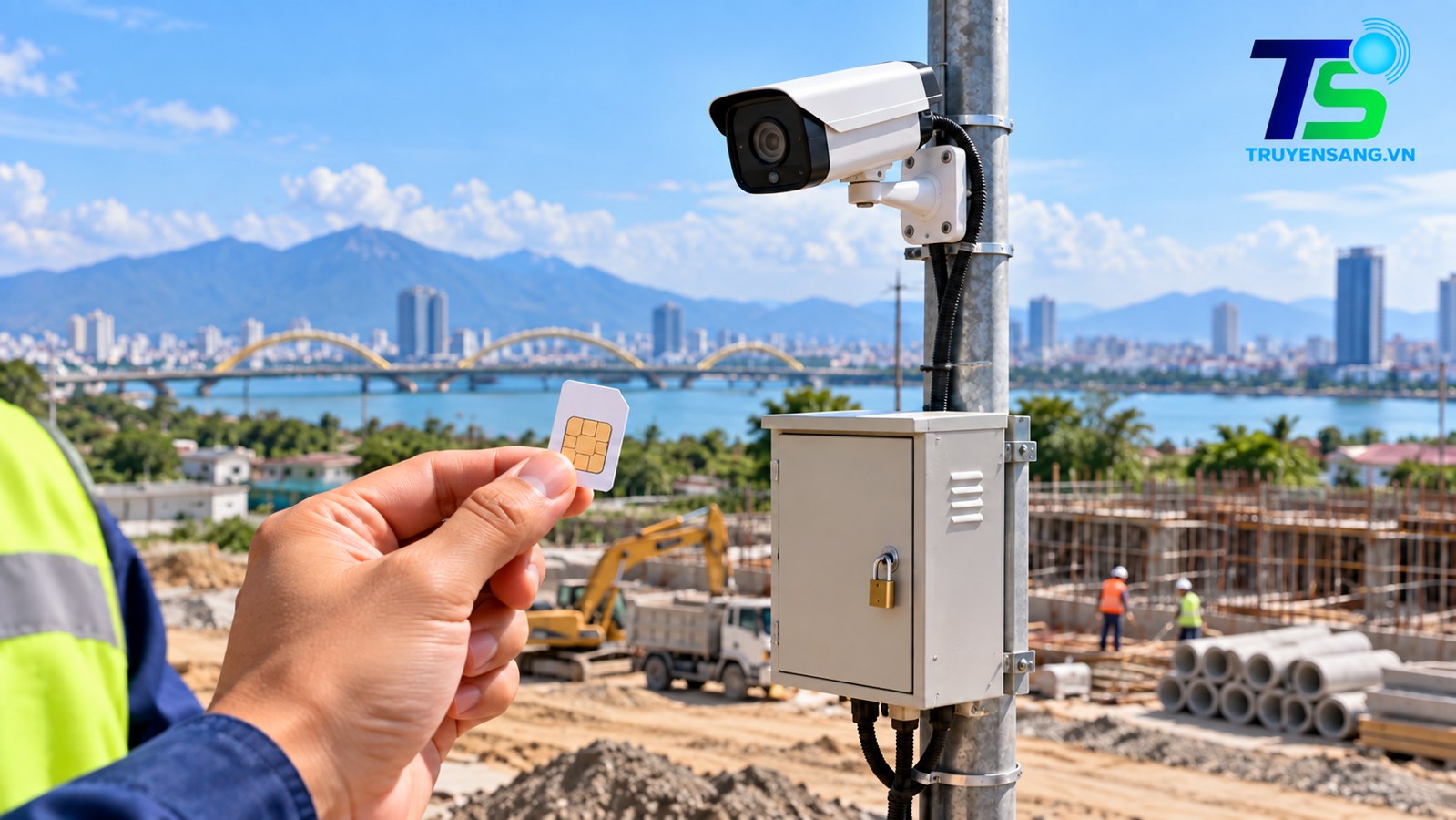 Minh họa giải pháp camera IMOU 4G Đà Nẵng cho công trình với SIM và tủ nguồn