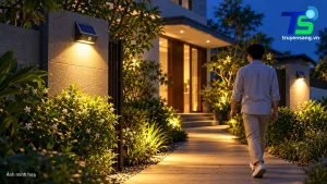 Minh họa đèn năng lượng mặt trời cảm biến chuyển động chiếu sáng lối đi – Truyền Sáng