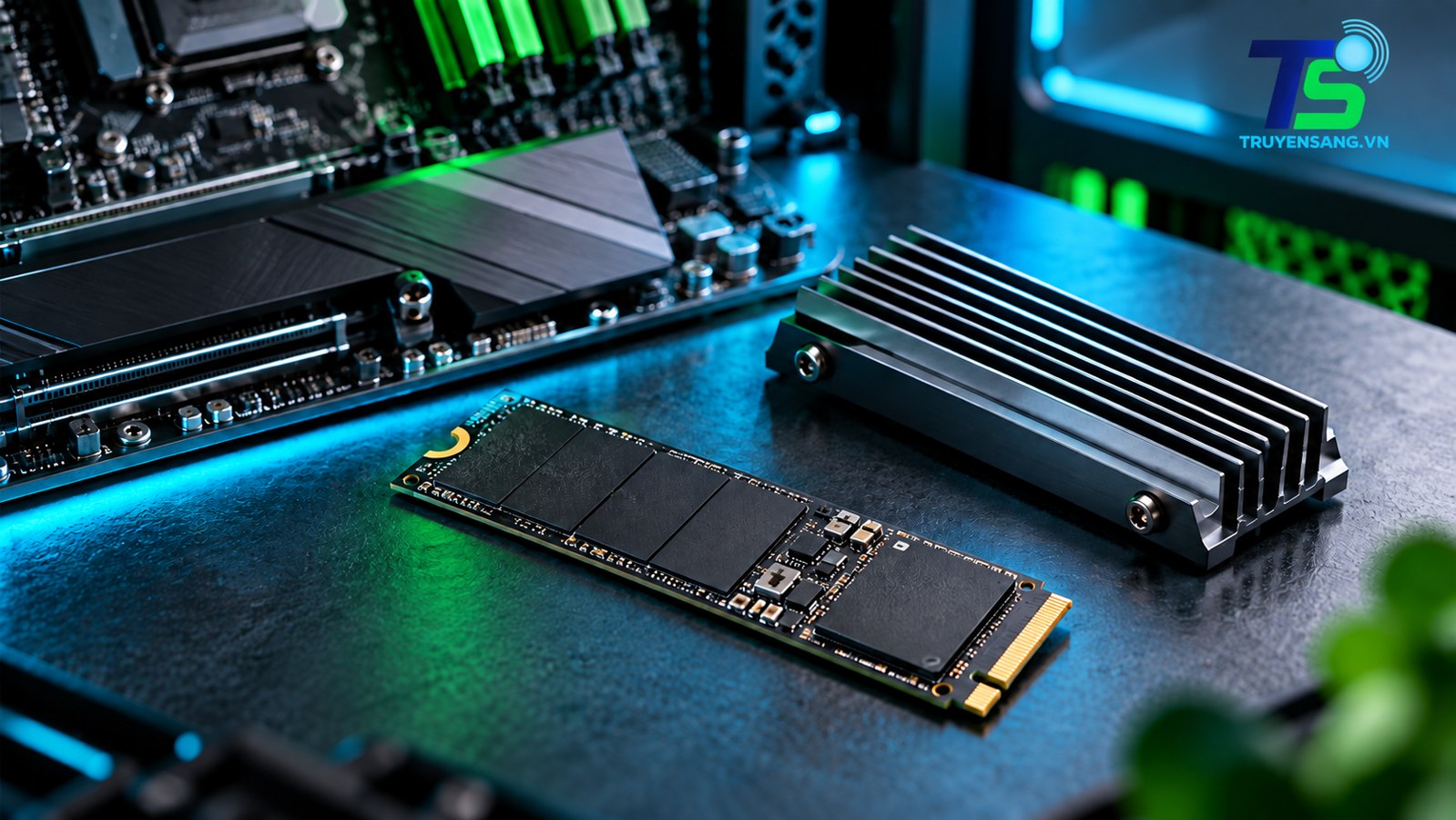 Minh họa SSD NVMe và bộ tản nhiệt cho bài SSD SANDISK Optimus Đà Nẵng năm 2026